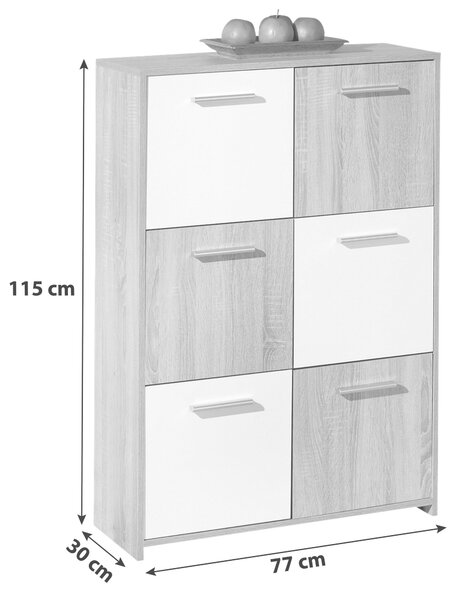 VYSOKÁ KOMODA, biela, dub sonoma, 77/115/30 cm MID.YOU - Online Only drobný nábytok, Online Only