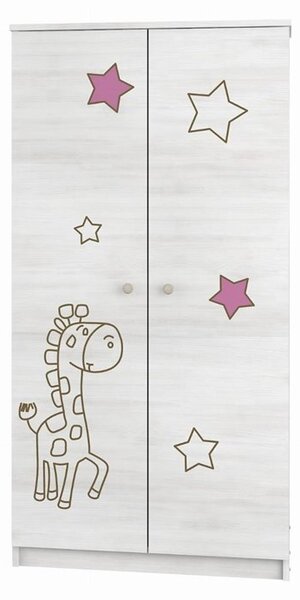 Baby Boo skriňa Gravir Žirafka ružová Surf Biela