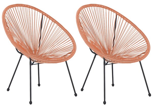 Kreslo balkónové, oranžové, 2 kusy, polyratanový, na terasu, do záhrady, okrúhle, štýl Boho moderné