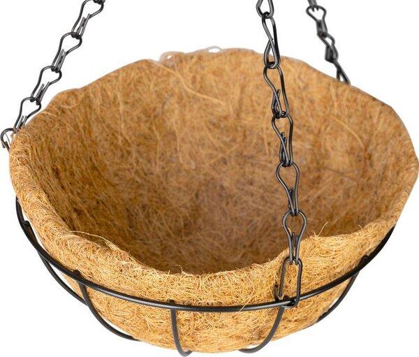 Vešiak Strend Pro, držiak na kvetináč, oceľ/kokos, visiaci, s retiazkou a vešiakom, 20 cm