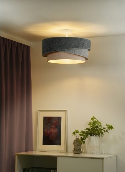 Duolla-Prisadený luster KOBO ECO REC. 1xE27/15W/230V pr.45 cm zelená/šedá/krémová