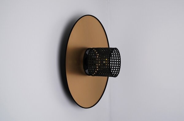 Duolla - Nástenné svietidlo TOKYO RATTAN 1xE27/15W/230V pr. 50 cm zlatá/čierna
