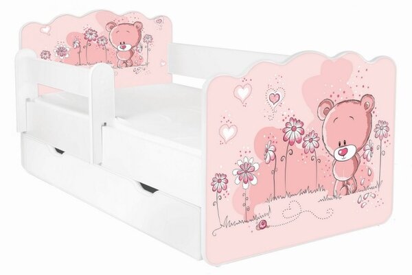 Amila posteľ Alex Medvedík ružový s matracom