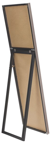 Stojace zrkadlo strieborné obdĺžnikový rám 40 x 140 cm vysoké so stojanom moderný dizajn