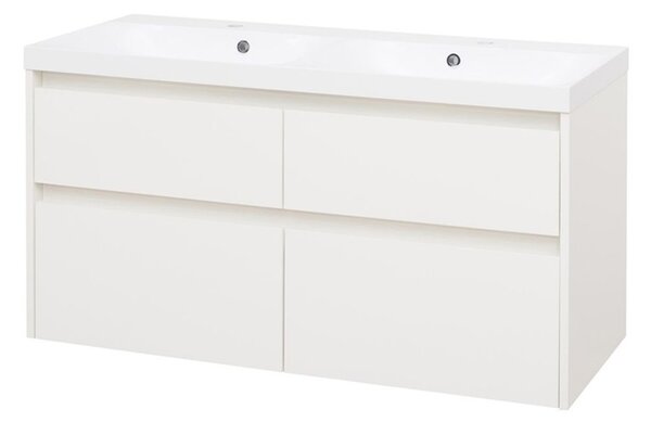 Mereo Opto, kúpeľňová skrinka s umývadlom z liateho mramoru 121 cm, biela, dub, biela/dub, čierna Opto, kúpeľňová skrinka s umývadlom z liateho mramo…