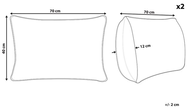 Sada 2 vonkajších dekoratívnych vankúšov modrá a béžová 40 x 70 cm obdĺžnikové so zipsom snímateľné poťahy