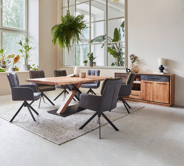 JEDÁLENSKÝ STÔL, akácia, čierna, farba akácie, 200/100/76 cm Linea Natura - Obývacie zostavy