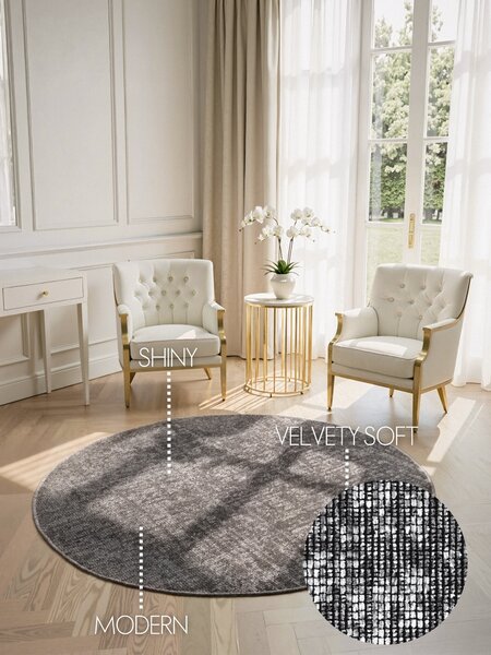 ELLE Decoration , Kusový koberec Brilliance Prisma 106310 Silver Grey z kolekcie Elle kruh, 160x160 (priemer) kruh, šedá, obývacia izba