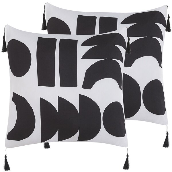 Sada 2 vankúšov biela a čierna obliečka polyester 45 x 45 cm dekoratívne vankúše geometrický vzor