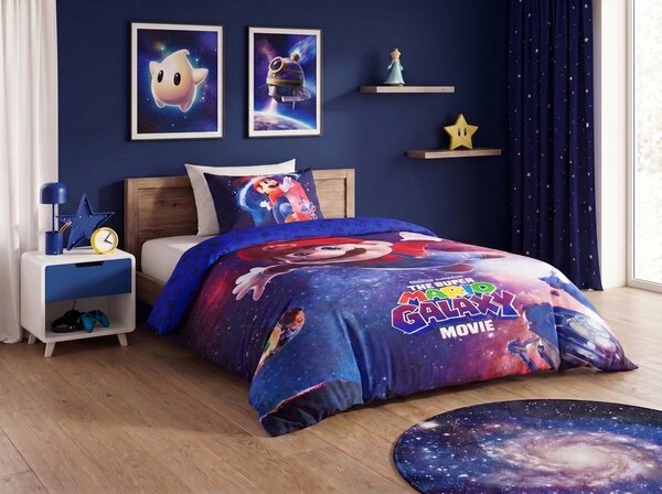 3D Bavlnené obliečky MARIO GALAXY farebné, 100% bavlna Rozmer obliečky: 70 x 80 cm | 140 x 200 cm