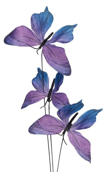 Dekoračná vetvička s fialovými motýlikmi Butterfly - 10*10*65 cm - Clayre & Eef