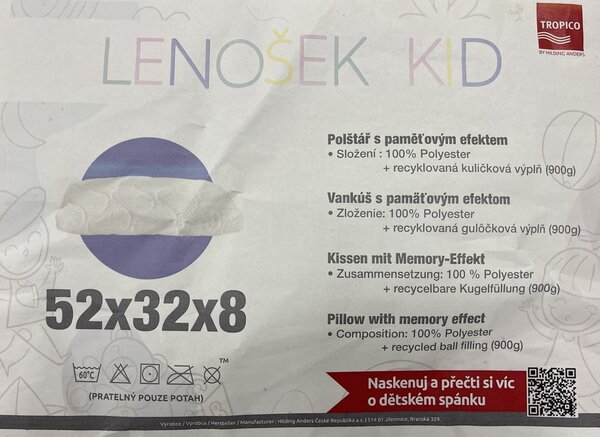 Tropico LENOŠEK KID - pamäťový vankúš pre deti