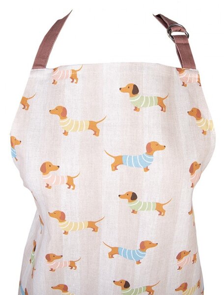 Béžová bavlnená zástera s jazvečíkmi Puppy Pullover - 70*85 cm - Clayre & Eef