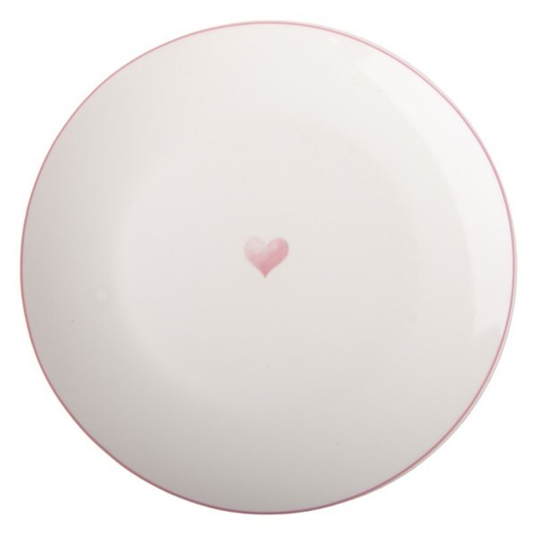 Porcelánový dezertný tanier so srdiečkom Beautiful Heart - Ø 20*2 cm - Clayre & Eef