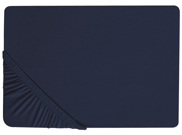 Napínacia posteľná plachta tmavomodrá bavlnená 90 x 200 cm klasické prestieradlo s elastickým okrajom spálňa