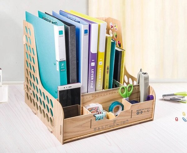 DIY organizér na dokumenty a písacie potreby ružový