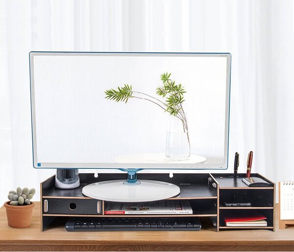 DIY stojan pod monitor so zásuvkou modrý Modrá