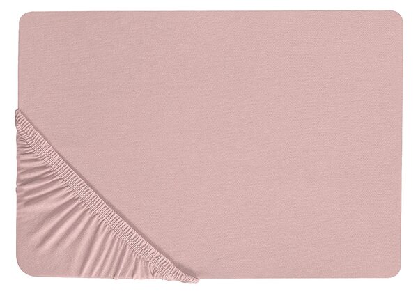 Napínacia posteľná plachta ružová bavlnená 200 x 200 cm klasické prestieradlo s elastickým okrajom spálňa