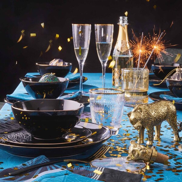 GOLDEN TWENTIES Sada pohárov na vodu so zlatým okrajom 300 ml 4 ks