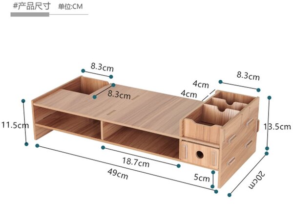 Drevený DIY stojan pod monitor so zásuvkou 5088K čierny