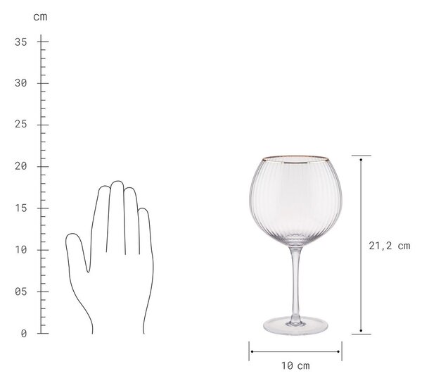GOLDEN TWENTIES Sada pohárov na gin so zlatým okrajom 650 ml