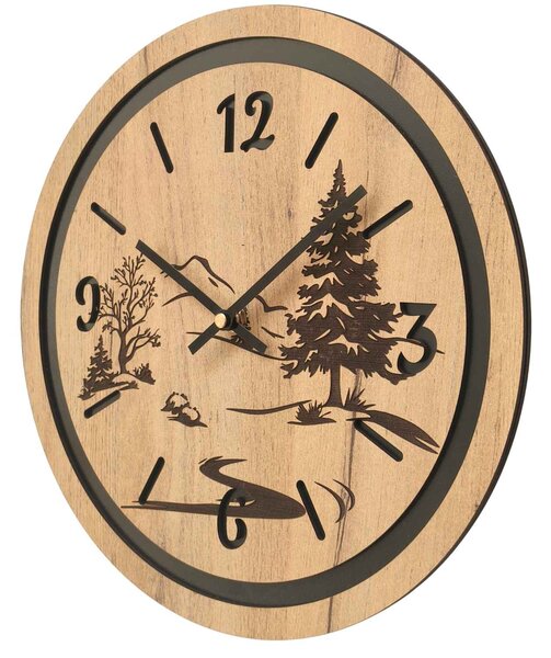 Hodiny na stenu do obývačky - Príroda a les | GRUN: HDF - Javor 30 cm 4799-115371 HDF0608-čiene-ruky