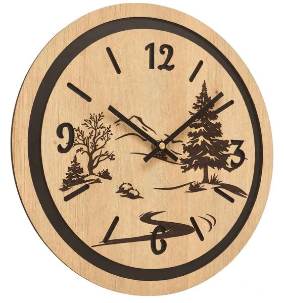 Hodiny na stenu do obývačky - Príroda a les | GRUN: HDF - Javor 30 cm 4799-115371 HDF0608-čiene-ruky
