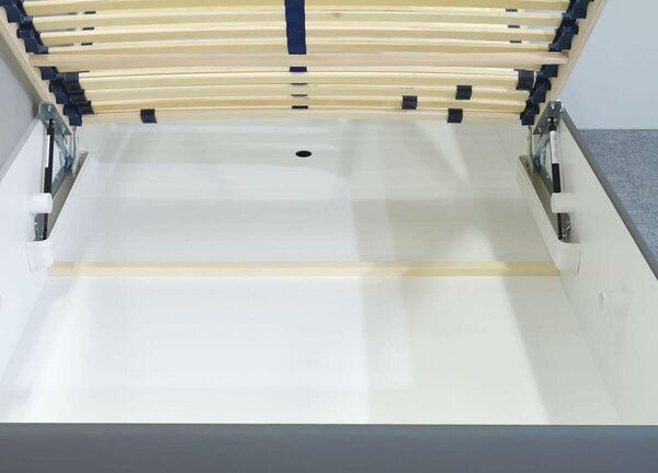 Vyvýšená čalúnená posteľ s úložným priestorom Lyoneta, 90x200cm, tmavo šedá