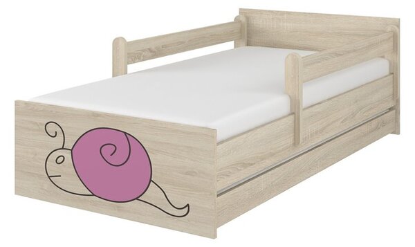 Baby Boo detská posteľ Max Gravir Dub sonoma Slimáčik ružový 160x80 cm