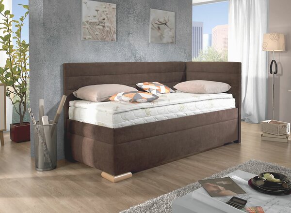 Rohová posteľ boxspring VENETO pravá, s úložným priestorom