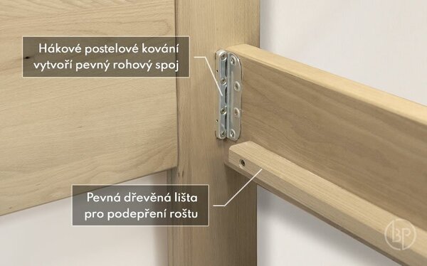 Rohová vyvýšená posteľ jednolôžko ELA ĽAVÁ, masív dub