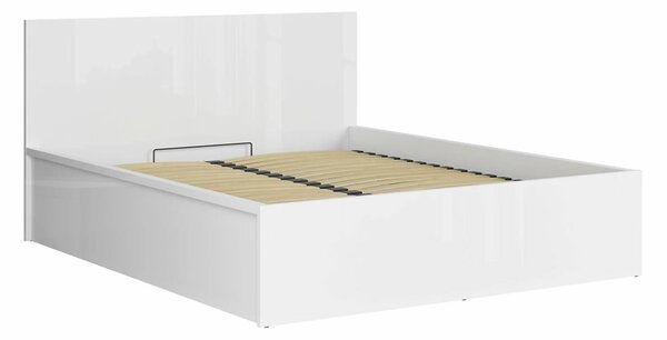 Posteľ dvojlôžko s úložným priestorom a roštom TETRIS 160x200, biela lesk