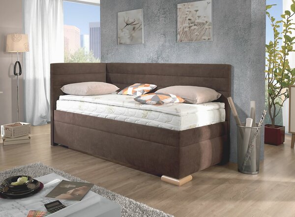 Rohová posteľ boxspring VENETO ľavá, s úložným priestorom