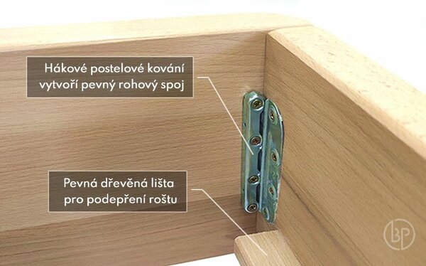 Moderná drevená buková posteľ s úložným priestorom FENIX 1, rošty v cene