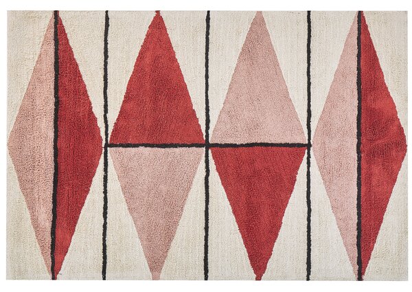 Koberec viacfarebný bavlna 140 x 200 cm geometrický vzor s nízkym vlasom obdĺžnikový tvar retro štýl obývačka spálňa