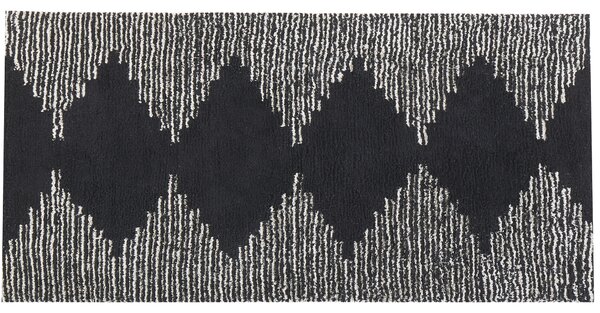 Koberec čierny a biely bavlnený 80 x 150 cm geometrický vzor škandinávsky dizajn obdĺžnikový