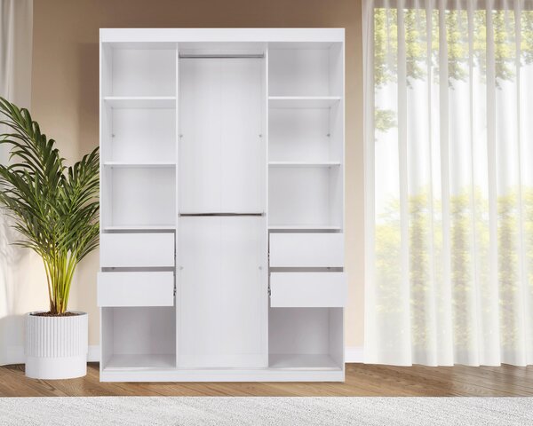 SKRIŇA S POSUVNÝMI DVERAMI, biela, 150/215/59,5 cm P & B - Skrine, Online Only