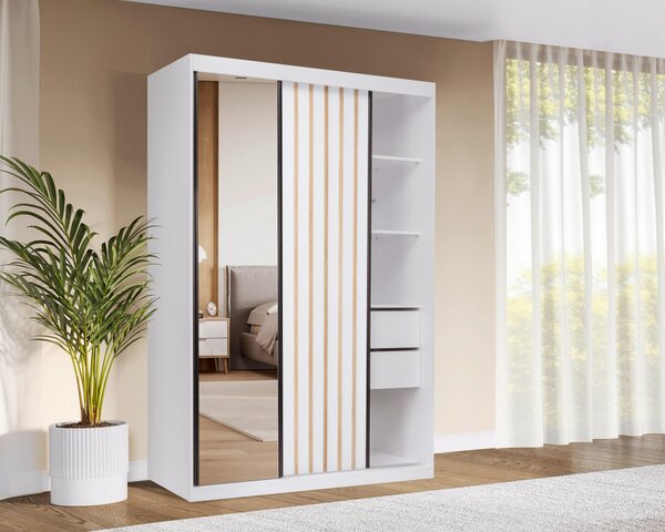SKRIŇA S POSUVNÝMI DVERAMI, biela, 150/215/59,5 cm P & B - Skrine, Online Only