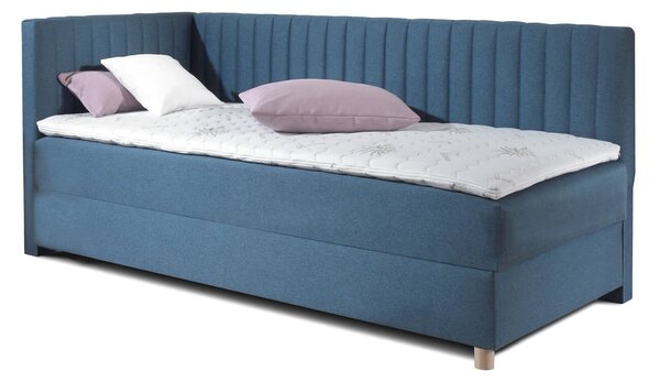 Rohová posteľ boxspring s úložným priestorom NOVO s čelami