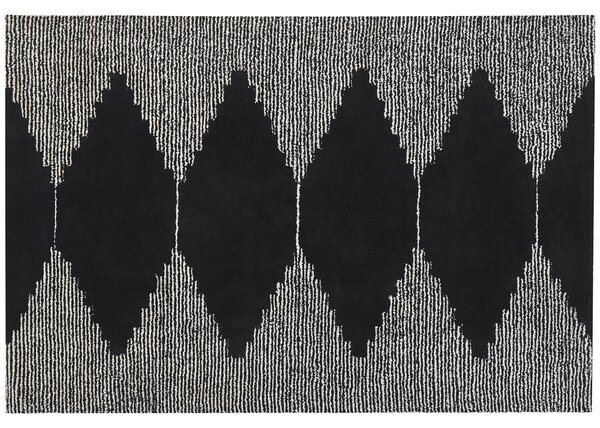 Koberec čierny a biely bavlnený 140 x 200 cm geometrický vzor škandinávsky dizajn obdĺžnikový