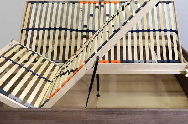 Drevená váľanda dvojlôžko s úložným priestorom FUTON, masív buk