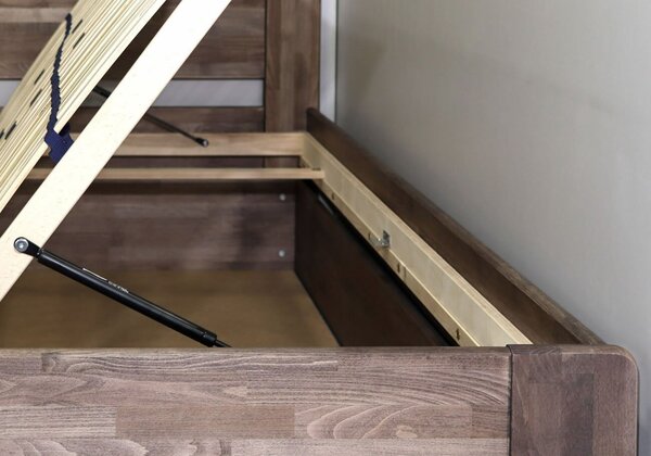 Drevená váľanda dvojlôžko s úložným priestorom FUTON, masív buk