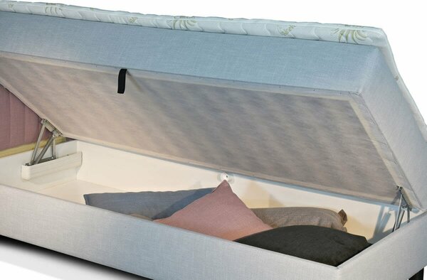 Posteľ boxspring s úložným priestorom NOVO s hlavovým čelom