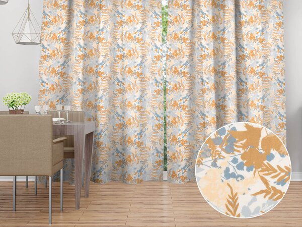 Biante Zamatový záves Tamara TMR-043 Hnedo-modré designové rastliny 135x140 cm
