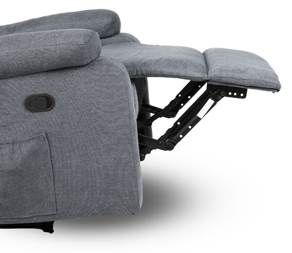 Relaxačné polohovacie TV kreslo ALTO — látka, sivá, nosnosť 130 kg