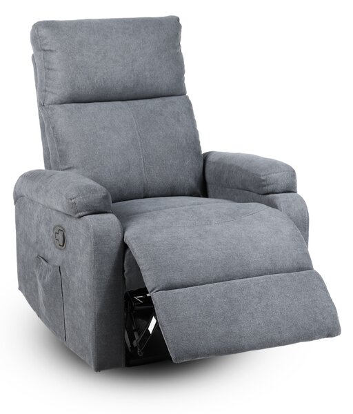 Relaxačné polohovacie TV kreslo ALTO — látka, sivá, nosnosť 130 kg