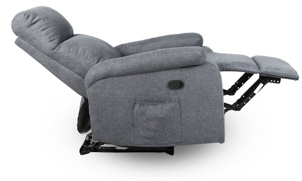 Relaxačné polohovacie TV kreslo ALTO — látka, sivá, nosnosť 130 kg