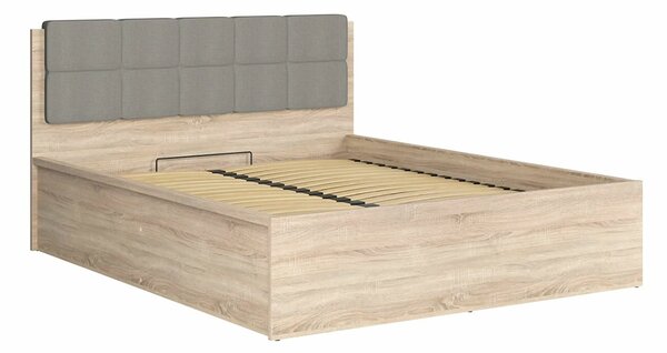 Posteľ dvojlôžko s úložným priestorom a roštom TETRIS 160x200, dub sonoma - sivá