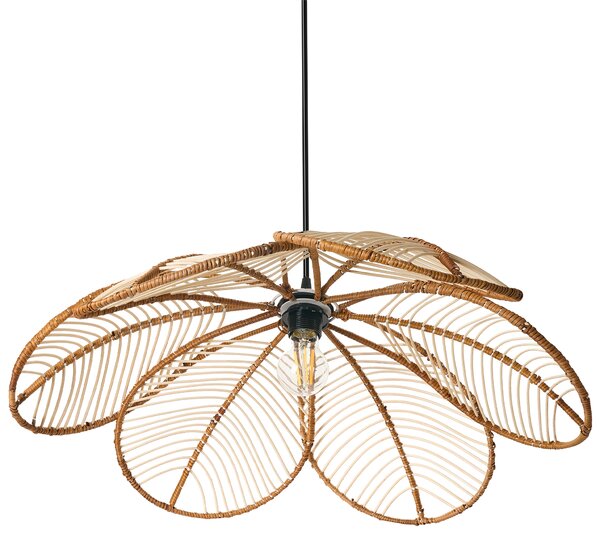 Závesná lampa prírodná ratanové tienidlo tvar kvetu ručná výroba boho štýl osvetlenie doplnky