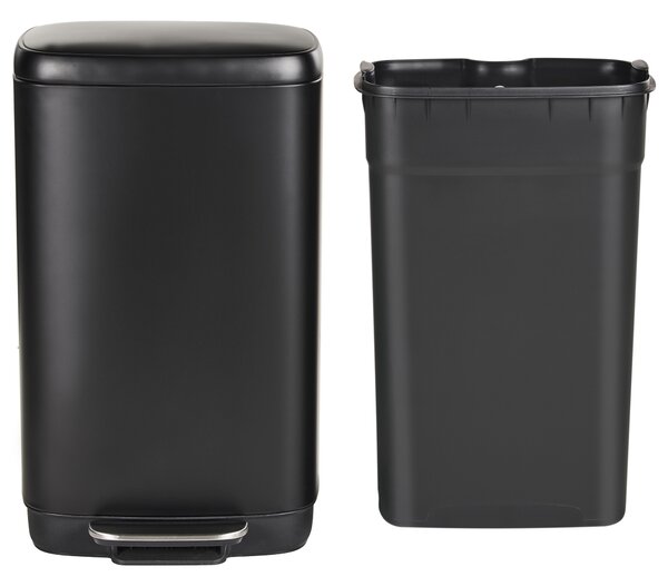 Odpadkový kôš s pedálom a vekom čierny syntetický materiál železo 30 l moderná kuchyňa